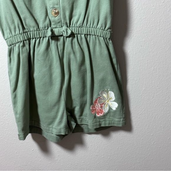 Little Lass Girls Kids Military Green Embroidered Sleeveless Romper size 8. - Picture 3 of 7